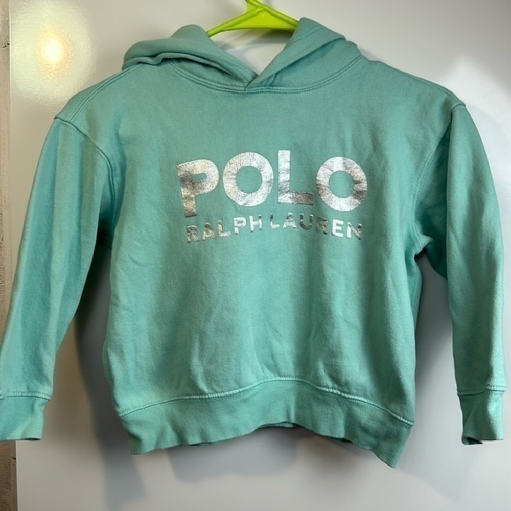 Polo‎ Ralph Lauren girls pullover hoodie metallic logo sz 6